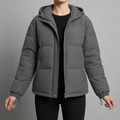 Quilted Puffer Jacket for Women Water Resistant Nylon Hooded – Elara