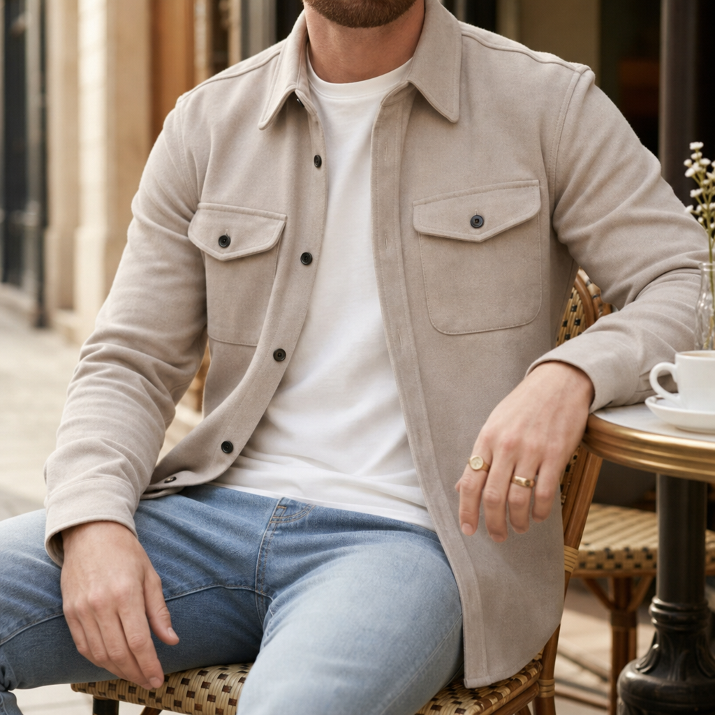 Shirt Jacket Relaxed Fit Button Up Collared – Rowan