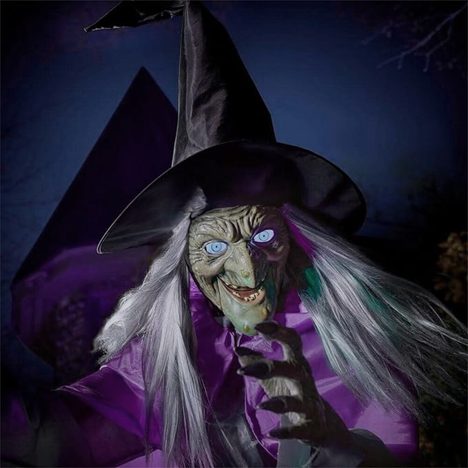 6-Foot Haunted Floating Witch Yard Decoration – Realistic Spooky Outdoor Halloween Prop with Easy Setup