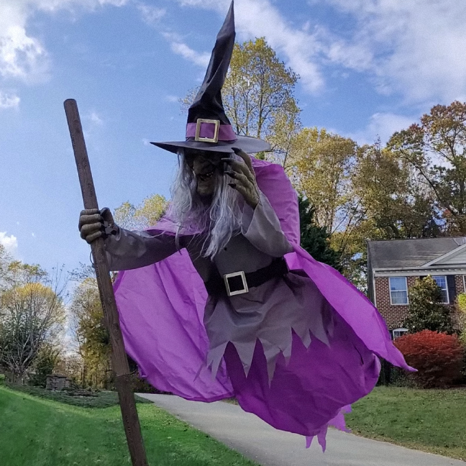 6-Foot Haunted Floating Witch Yard Decoration – Realistic Spooky Outdoor Halloween Prop with Easy Setup