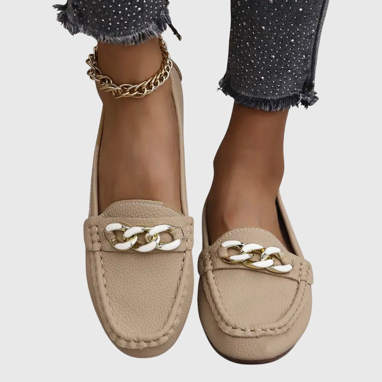 Melissa Orthopedic Loafers with Cushioned Insole and Gold-Chain Accent