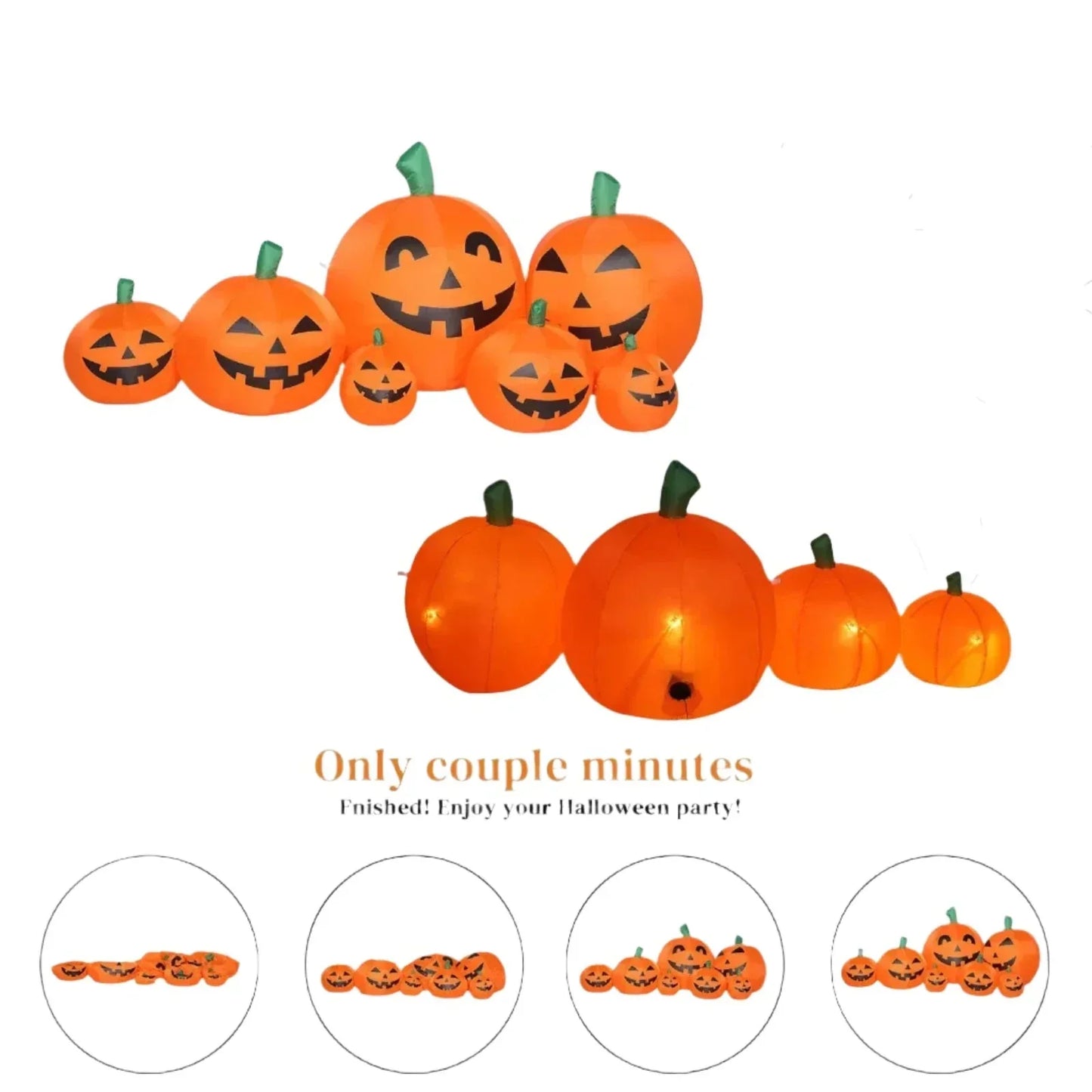 7ft Halloween Inflatable Pumpkin with 7 LED Lights – Outdoor Yard Decor for Spooky Fall Celebrations