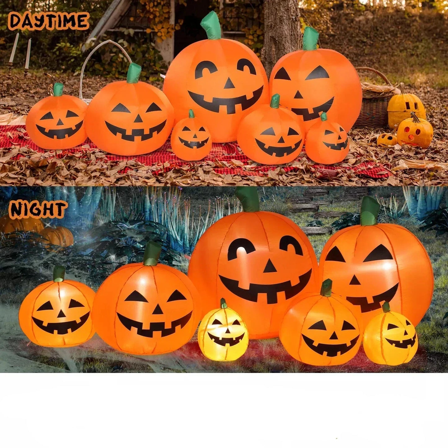 7ft Halloween Inflatable Pumpkin with 7 LED Lights – Outdoor Yard Decor for Spooky Fall Celebrations