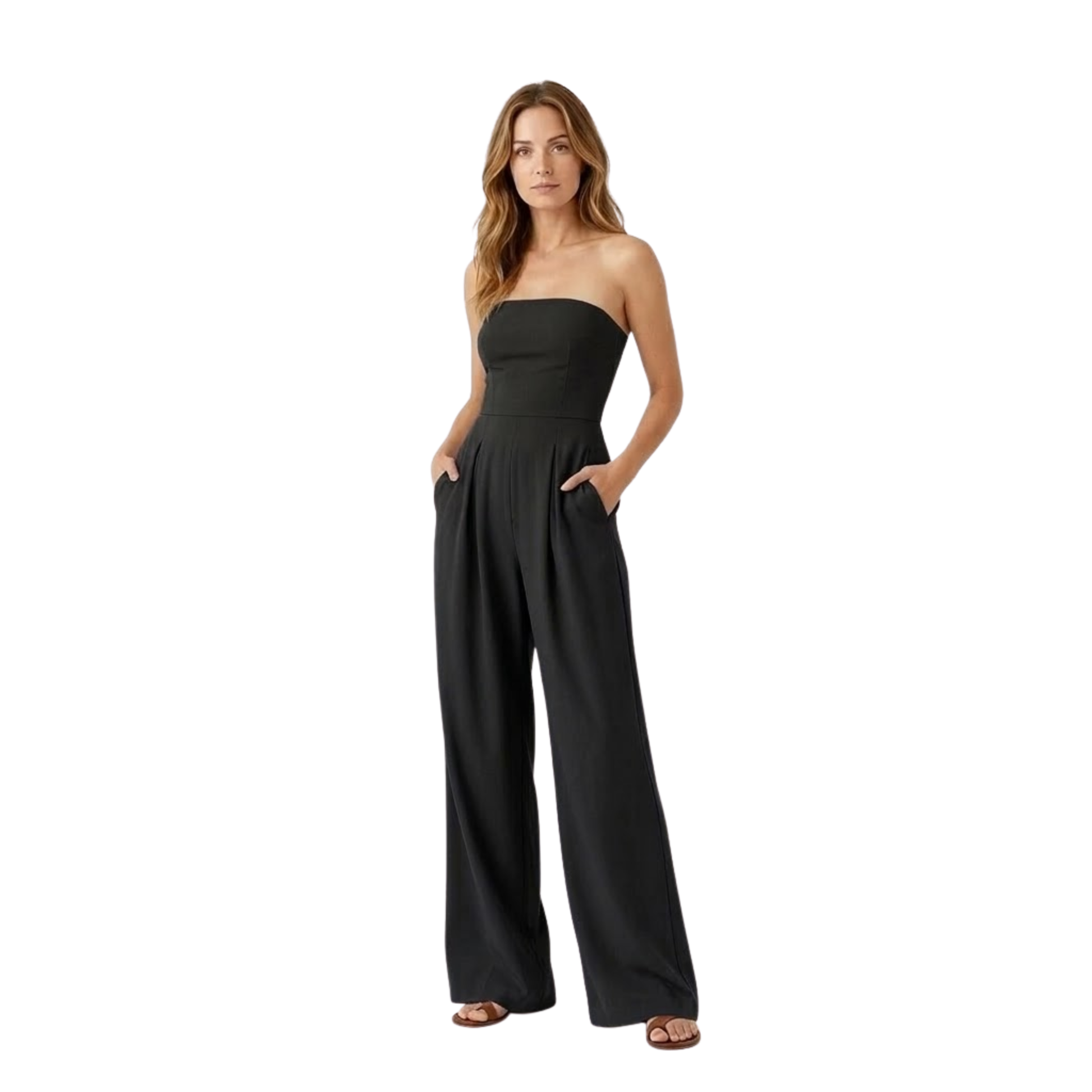 Strapless Bustier Wide-Leg One-Piece Jumpsuit for Women