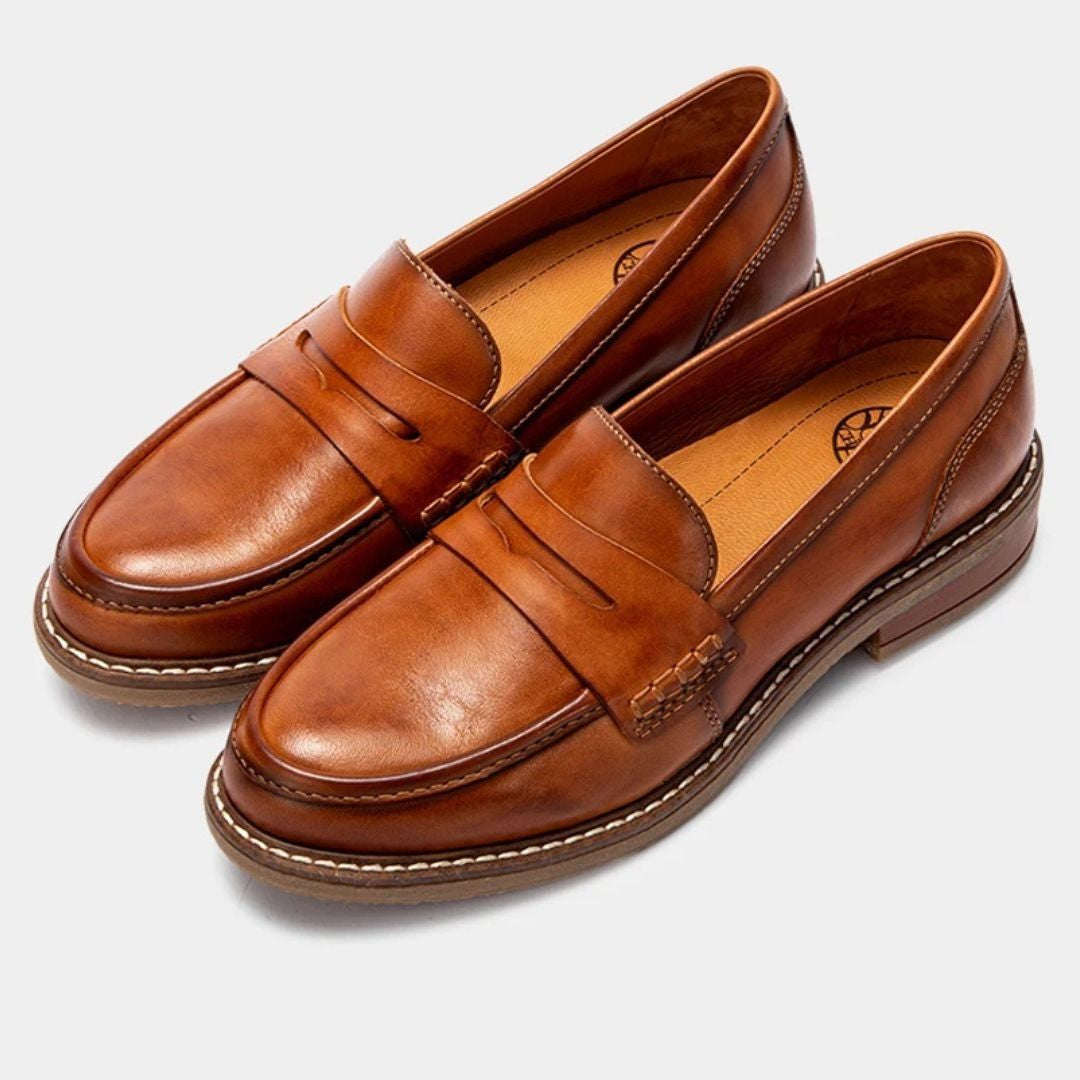 Orthopedic Leather Loafers Supportive Penny Style – Bellamy