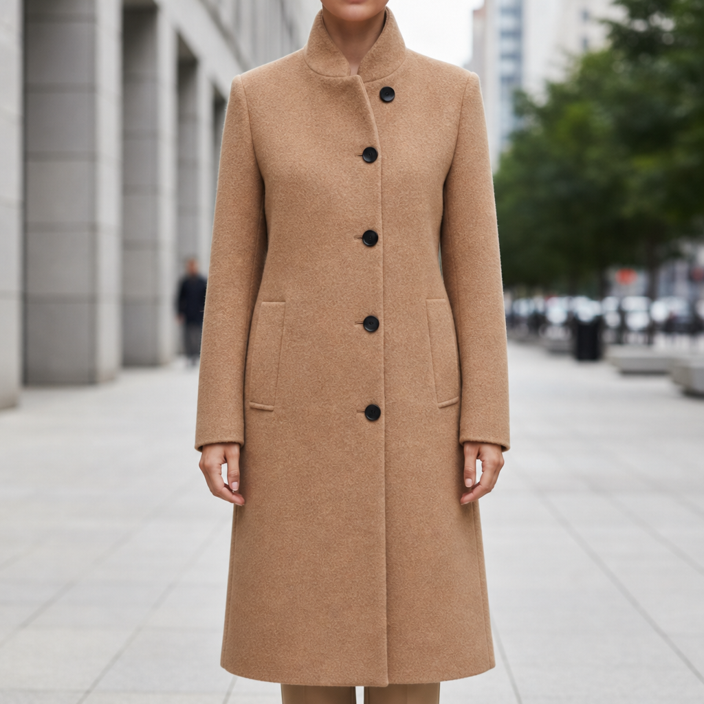 Women’s Grey Wool-Blend Coat Unlined Mid-Thigh – Marlowe