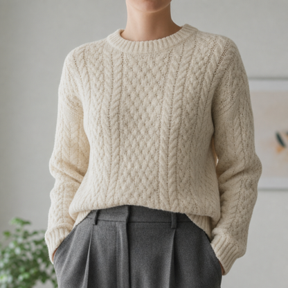 Cable Knit Sweater Relaxed Cotton Blend – Marlowe