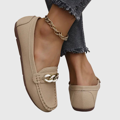 Melissa Orthopedic Loafers with Cushioned Insole and Gold-Chain Accent