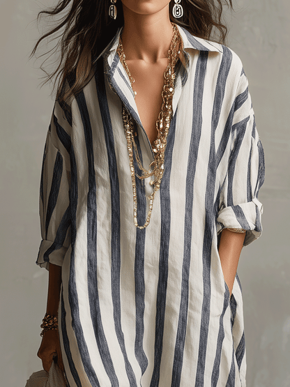 Robe maxi bohème avec design rayé décontracté