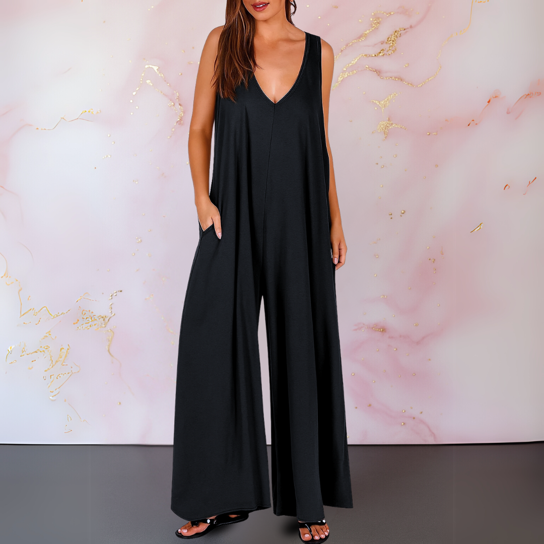 Wendy Comfortable Wide-Leg V-Neck Jumpsuit for Women