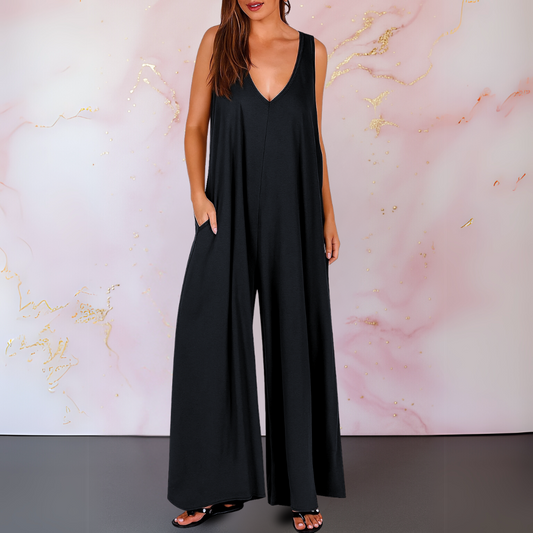 Wendy Comfortable Wide-Leg V-Neck Jumpsuit for Women