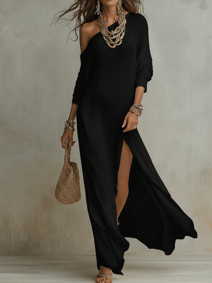 Robe maxi bohème ivoire douce à une épaule texturée