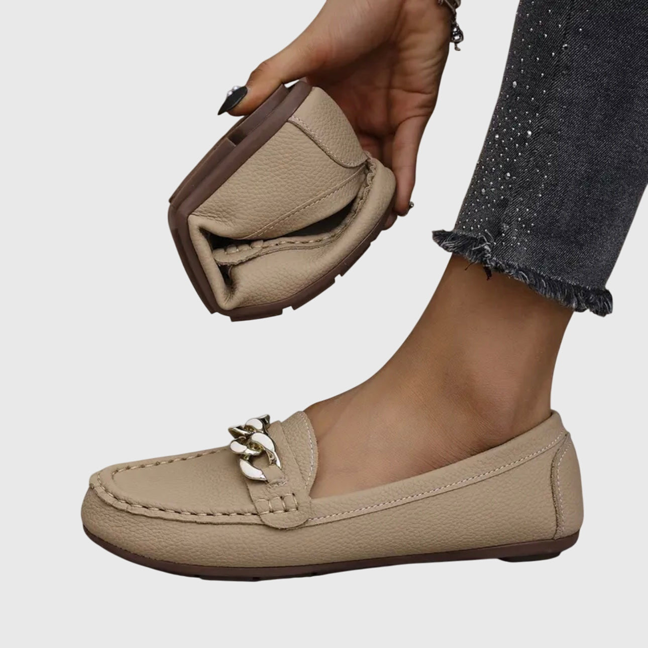 Melissa Orthopedic Loafers with Cushioned Insole and Gold-Chain Accent