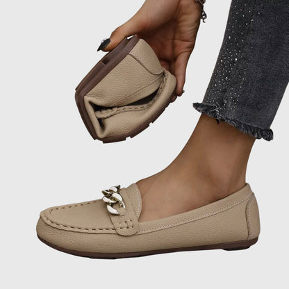 Melissa Orthopedic Loafers with Cushioned Insole and Gold-Chain Accent