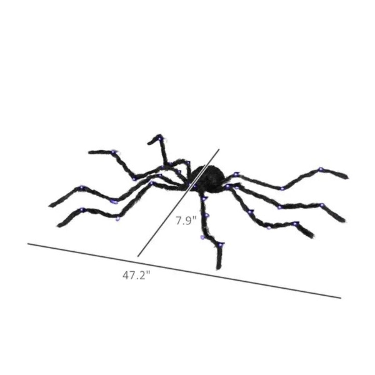 Giant Illuminated Halloween Spider Yard Decoration with Bendable Legs for Spooky Outdoor Displays