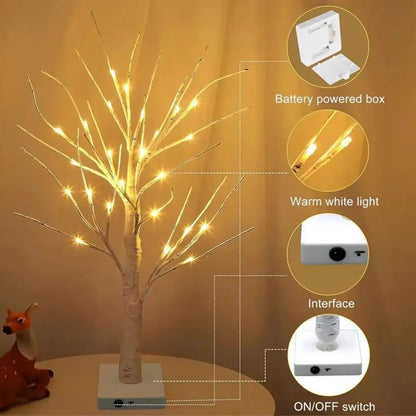 Halloween LED Birch Tree Lamp with USB & Battery Power – Illuminated Festive Decor for Seasonal Ambiance