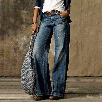 Pantalon en denim large confortable pour femmes – Style classique respirant pour un usage quotidien