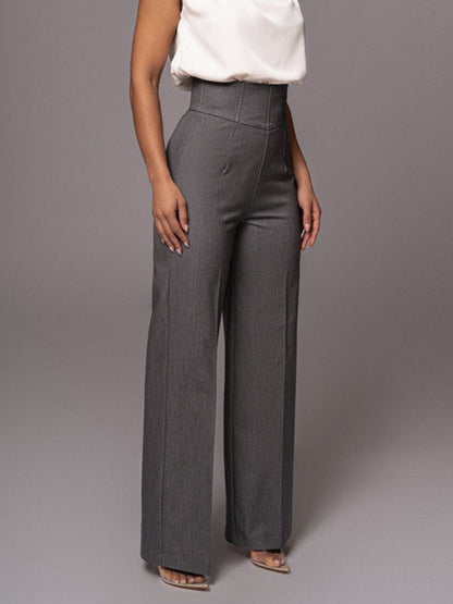 Pantalon élégant taille haute à jambes larges pour un style quotidien