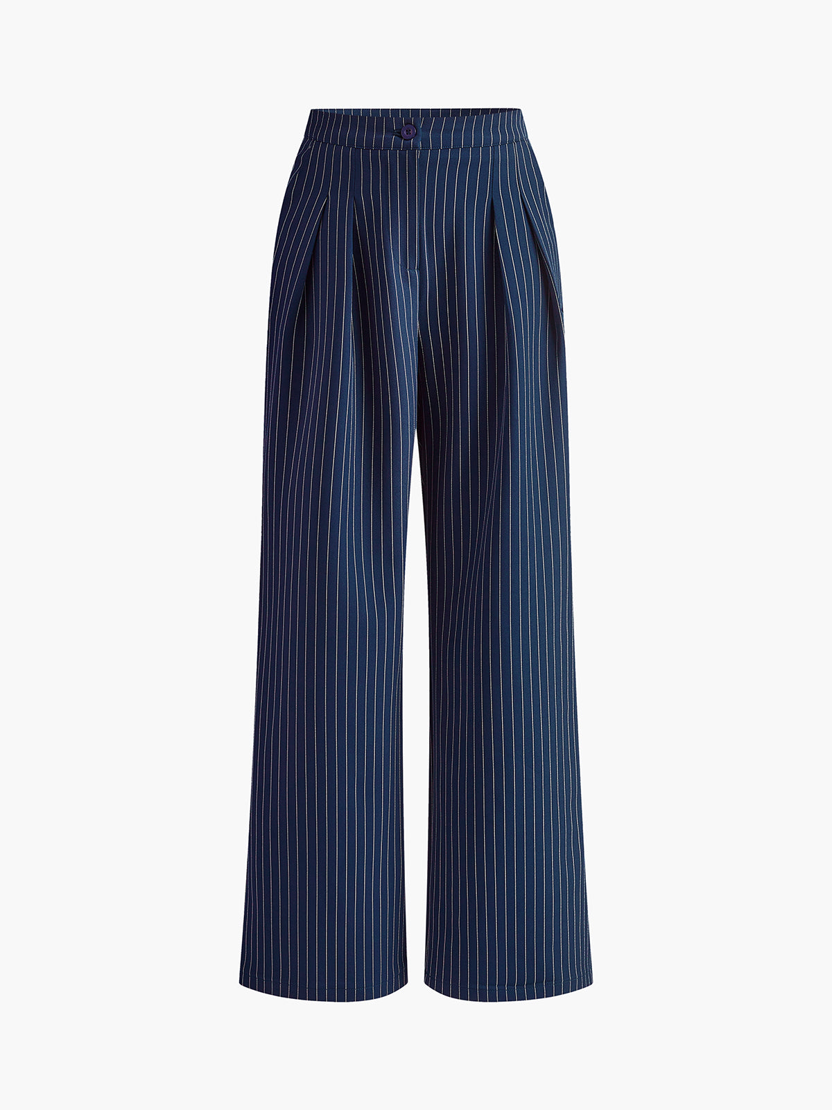 Pantalon à rayures taille haute à jambes larges, chic et décontracté