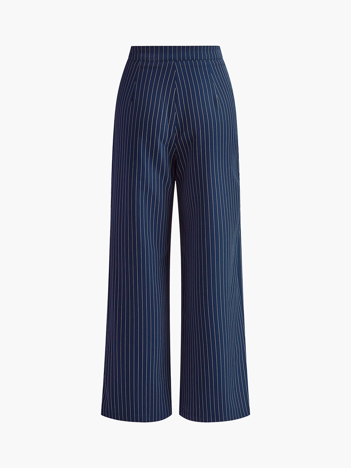 Pantalon à rayures taille haute à jambes larges, chic et décontracté