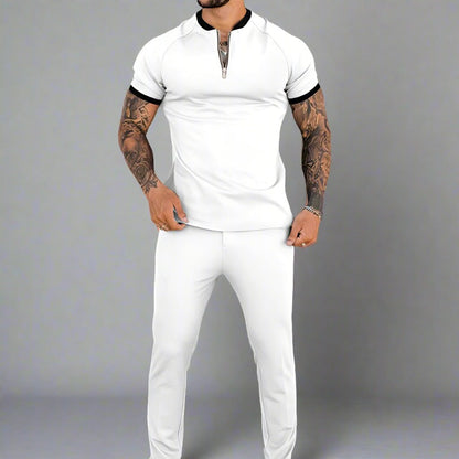 Jack Cole Breathable Cotton Zip Shirt with Contrasting Collar and Cuffs