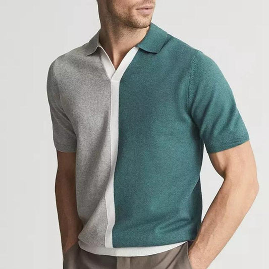 Matthew Polo Shirt with Modern Split Color Design, Comfortable and Durable