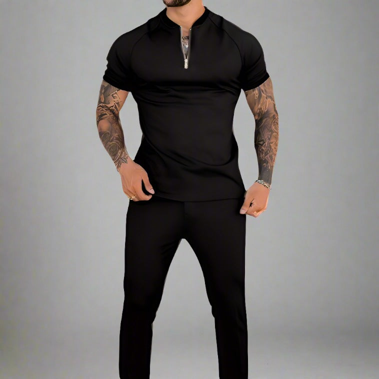 Jack Cole Breathable Cotton Zip Shirt with Contrasting Collar and Cuffs
