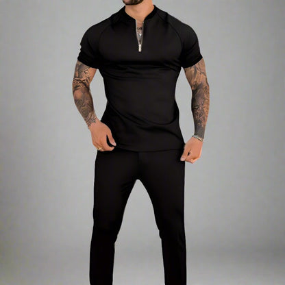 Jack Cole Breathable Cotton Zip Shirt with Contrasting Collar and Cuffs