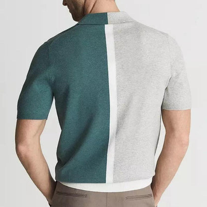 Matthew Polo Shirt with Modern Split Color Design, Comfortable and Durable