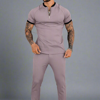 Jack Cole Breathable Cotton Zip Shirt with Contrasting Collar and Cuffs