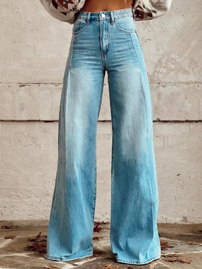 Jean large taille haute pour femmes – Denim respirant et durable pour un style décontracté