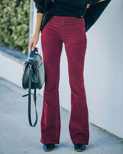 Pantalon évasé en velours côtelé extensible pour femmes – Respirant et parfait pour un usage décontracté