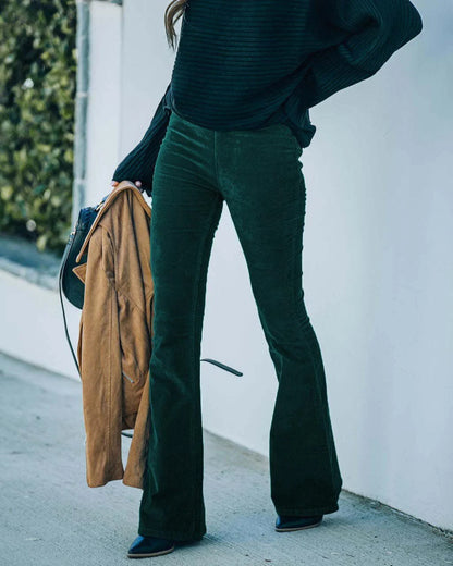 Pantalon évasé en velours côtelé extensible pour femmes – Respirant et parfait pour un usage décontracté