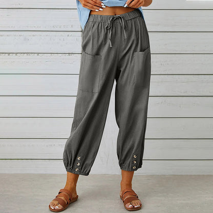 Pantalon décontracté léger pour femmes – Taille élastique confortable, tissu doux pour usage quotidien et style de vie actif