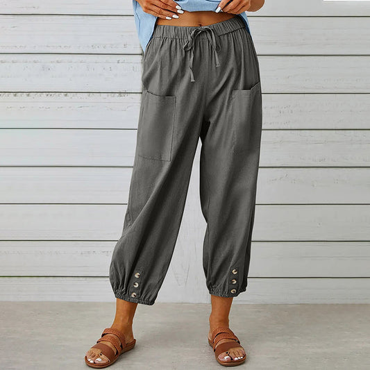 Lightweight Women's Casual Pants – Comfortable Elastic Waistband, Soft Fabric for Daily Wear and Active Lifestyle