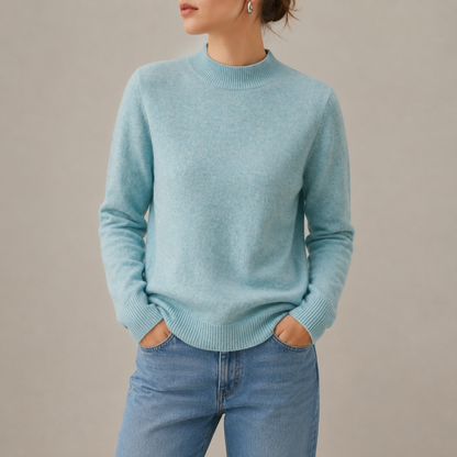 Women's Cashmere Blend Mock Neck Sweater – Elara