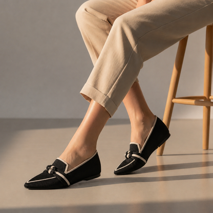 Women's Pointed Toe Bow Loafers Orthopedic Slip-On Fabric – Celeste