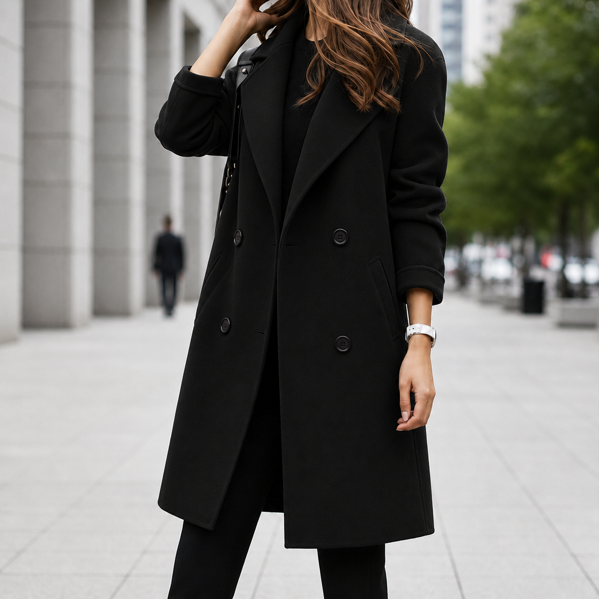 Women's Double Breasted Midi Coat Relaxed Fit – Marlowe