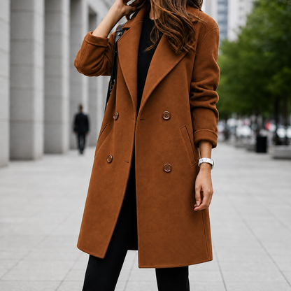 Women's Double Breasted Midi Coat Relaxed Fit – Marlowe