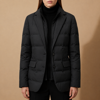 Quilted Puffer Blazer Coat Lightweight Zip Relaxed Fit – Elara