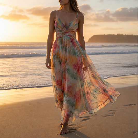 Women's Floral Print Maxi Dress Elegant Silhouette – Maribel