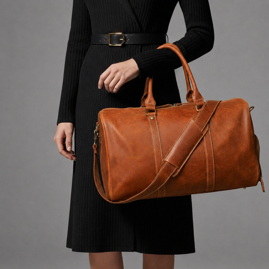 Leather Duffel Bag Spacious Travel Design – Maren