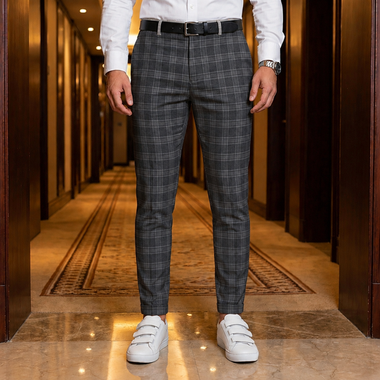 Men's Plaid Chinos Slim Fit Casual Fabric Blend – Alistair