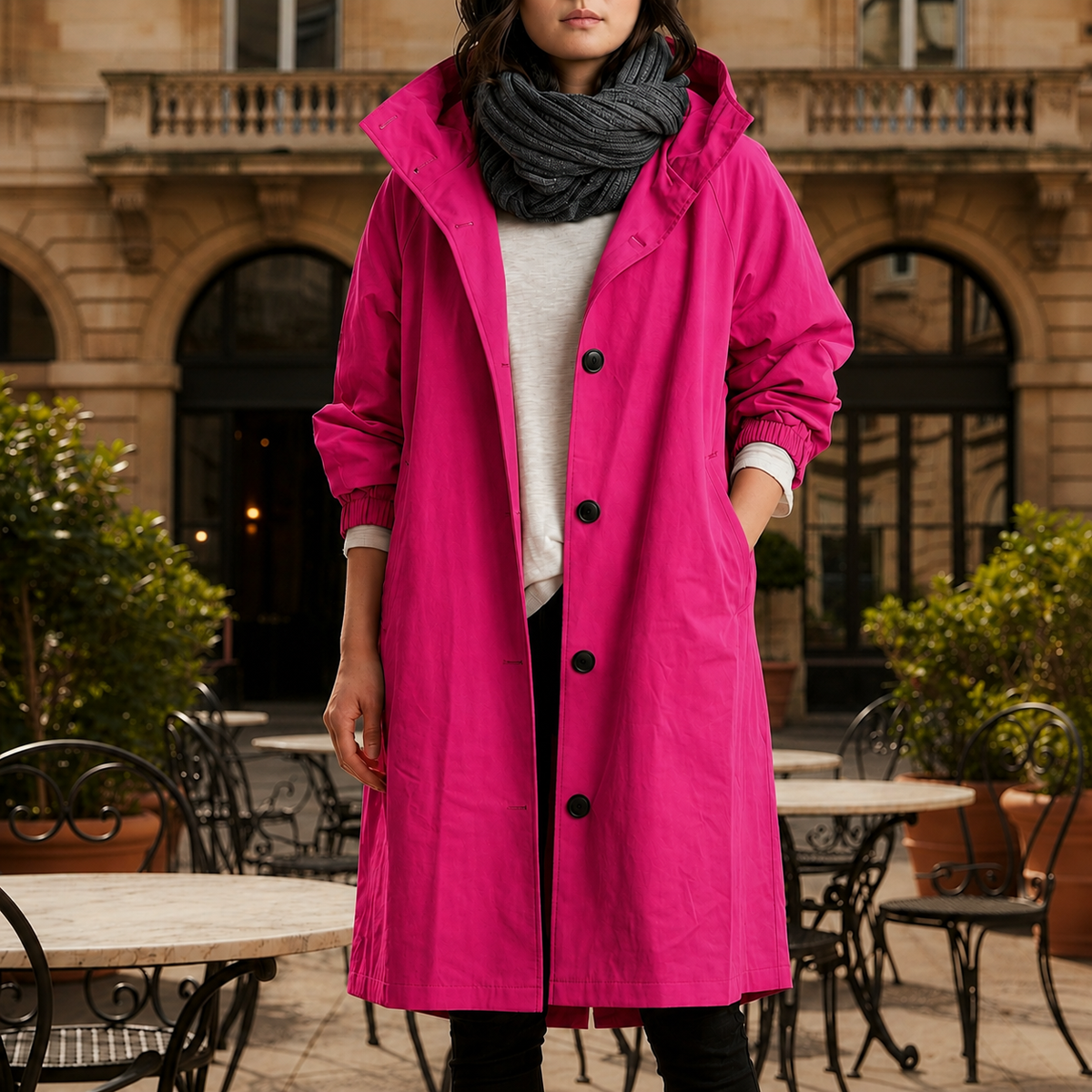 Hooded Windbreaker Jacket Water Resistant Oversized Fit – Elara