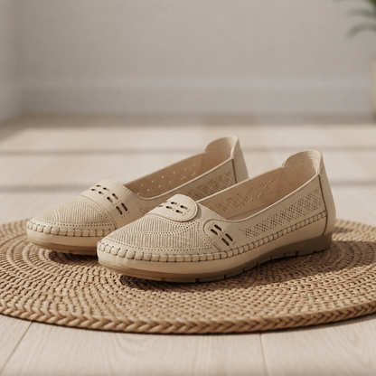 Women's Faux Leather Mesh Loafers Slip-On Comfort – Elara