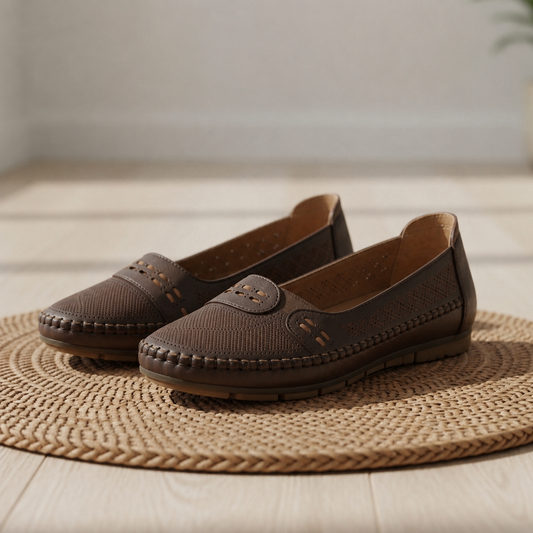Women's Faux Leather Mesh Loafers Slip-On Comfort – Elara