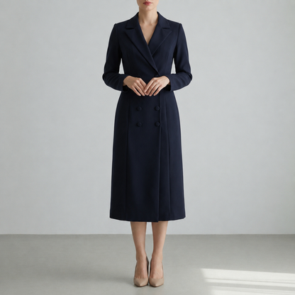 Women's Tailored Blazer Midi Dress Structured Suiting Blend – Elara