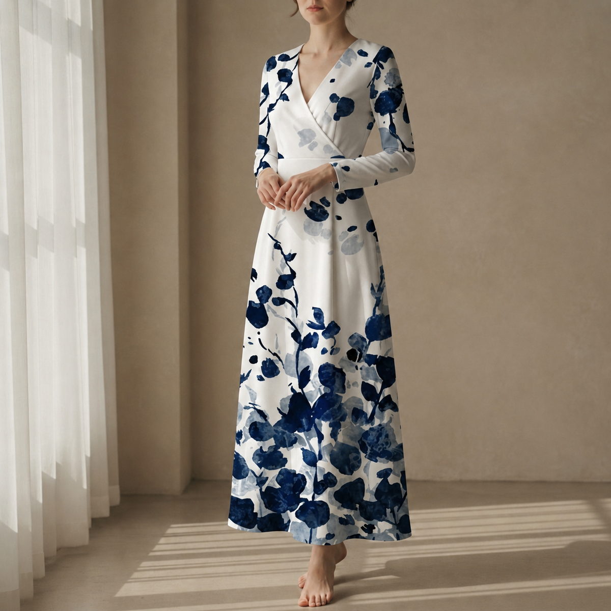 Women's Wrap Maxi Dress Lightweight Printed Elegant – Marlowe