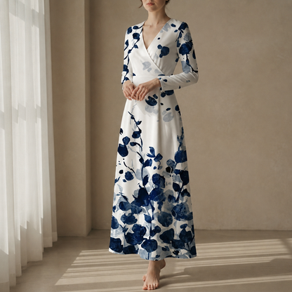Women's Wrap Maxi Dress Lightweight Printed Elegant – Marlowe