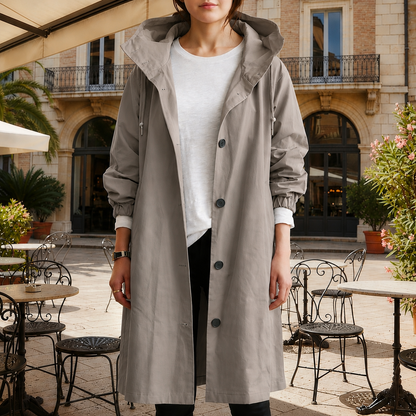 Waterproof Trench Coat with Hood Refined Silhouette – Marlowe
